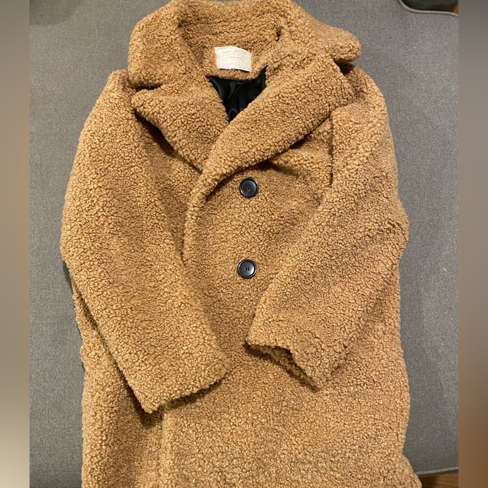 Zara Brown Tan Women’s Teddy Shearling Coat size L